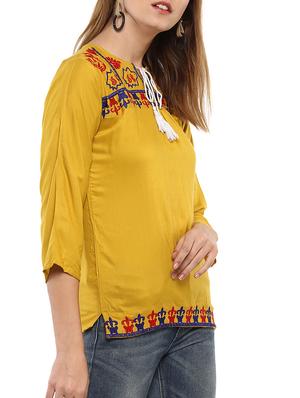 tie up neck embroidered top - 15427959 - Standard Image - 2