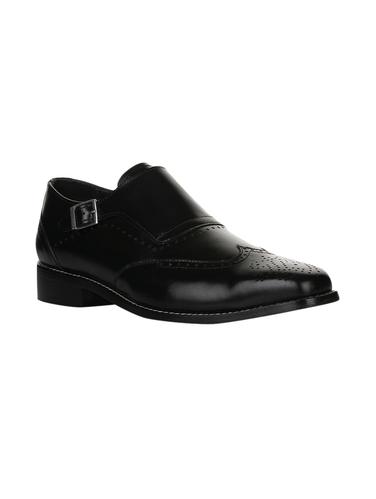 black Leather slip on monk straps - 15428068 - Very Small Image - 1