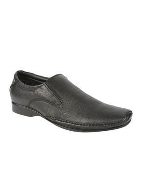 black Leather formal slip ons - 15428069 - Standard Image - 1