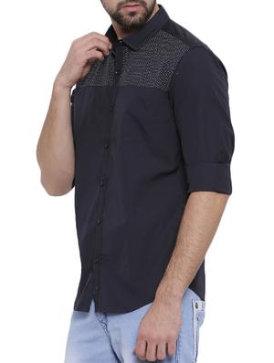 dark blue cotton casual shirt - 15428078 - Standard Image - 2