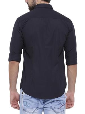 dark blue cotton casual shirt - 15428078 - Standard Image - 3