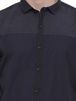 dark blue cotton casual shirt - 15428078 - Standard Image - 4