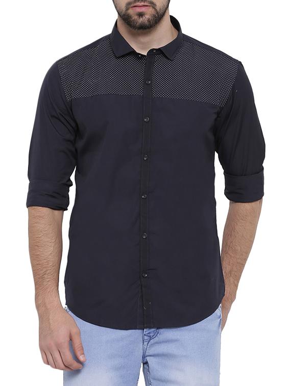 dark blue cotton casual shirt - 15428078 - Zoom Image - 1