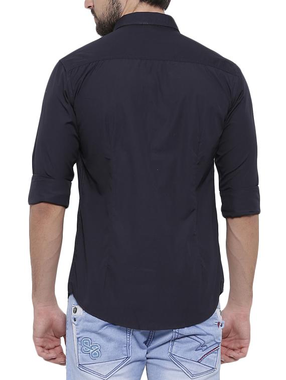 dark blue cotton casual shirt - 15428078 - Zoom Image - 3