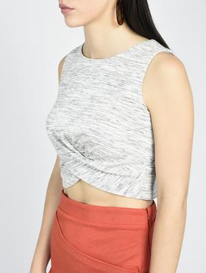 cross-over hem crop top - 15428276 - Standard Image - 2