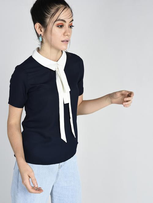 tie knot neck detail top - 15428283 - Standard Image - 1