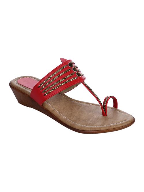 red one toe wedges - 15428482 - Standard Image - 1