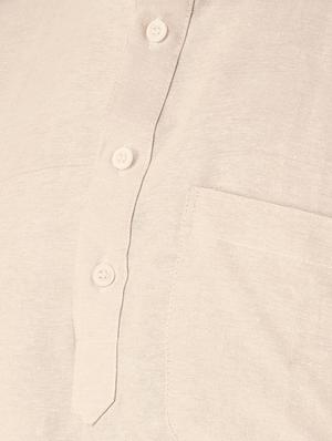 beige khadi cotton short kurta - 15428747 - Standard Image - 4