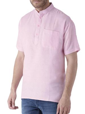 pink khadi cotton short kurta - 15428752 - Standard Image - 2