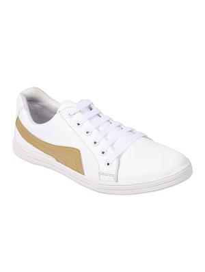 white leatherette lace up sneakers - 15429074 - Standard Image - 1