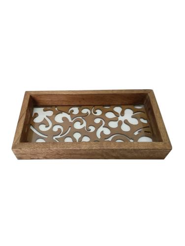 Trendy Designed wooden Decorative Mirrored Tray - 15429143 - Very Small Image - 1