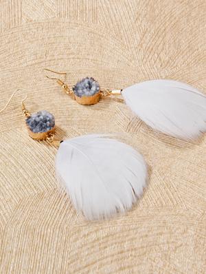white metal drop earrings - 15429237 - Standard Image - 1