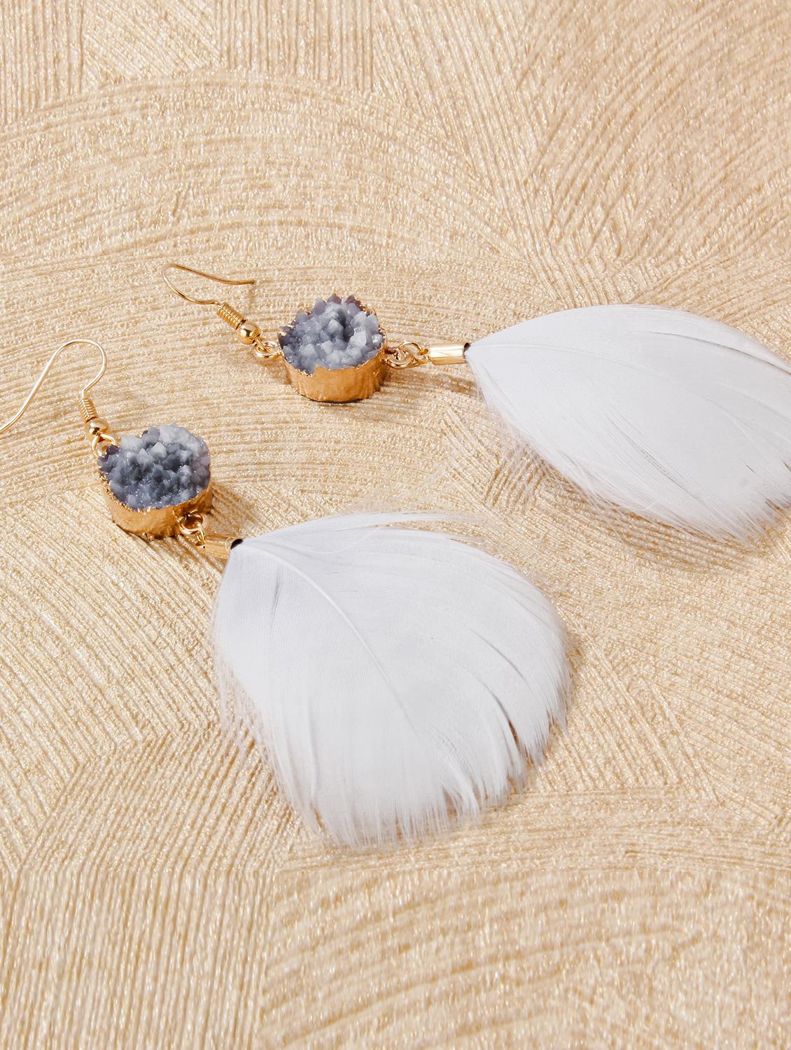 white metal drop earrings - 15429237 - Zoom Image - 1
