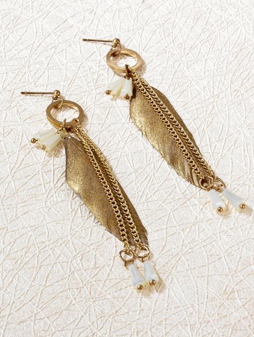 gold metal drop earrings - 15429260 - Standard Image - 1