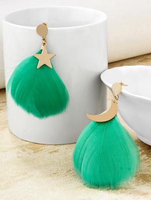 green metal drop earrings - 15429269 - Standard Image - 1