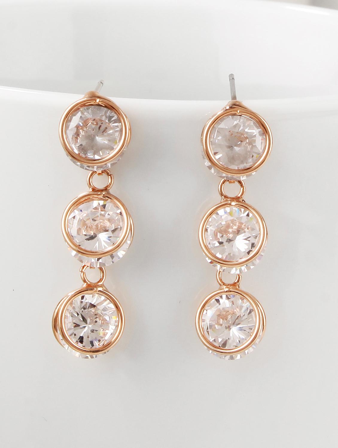 gold metal drop earrings - 15429273 - Zoom Image - 1