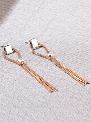 gold metal drop earrings - 15429297 - Standard Image - 1