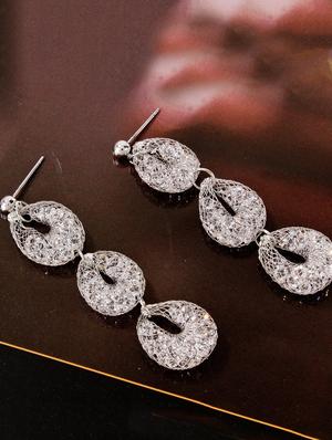 silver metal drop earrings - 15429304 - Standard Image - 1