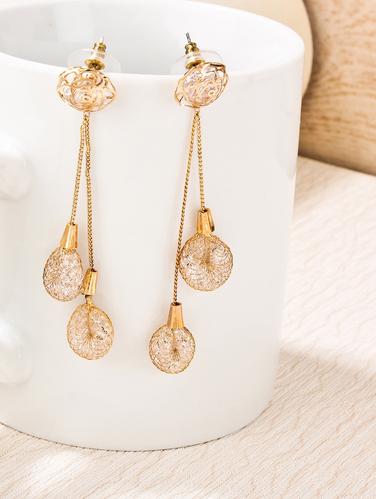 gold metal drop earrings - 15429305 - Very Small Image - 1