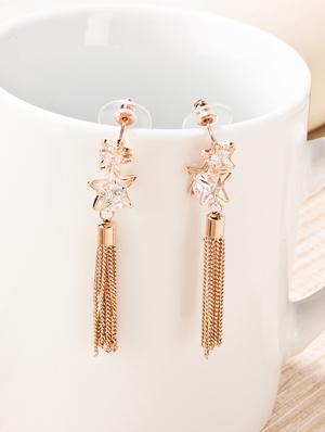 copper metal drop earrings - 15429313 - Standard Image - 1