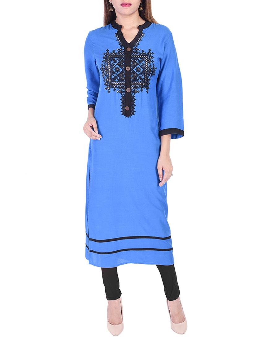 straight embroidered kurta - 15429535 - Zoom Image - 1