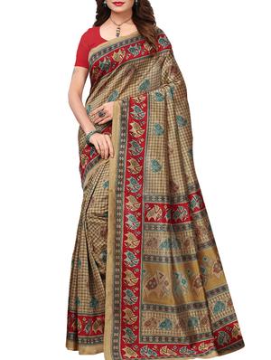 Conversational printed saree with blouse - 15429559 - Standard Image - 1