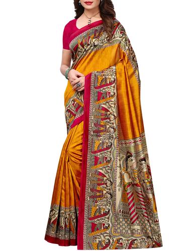 Madhubani Printed bordered Saree with blouse - 15429565 - Very Small Image - 1