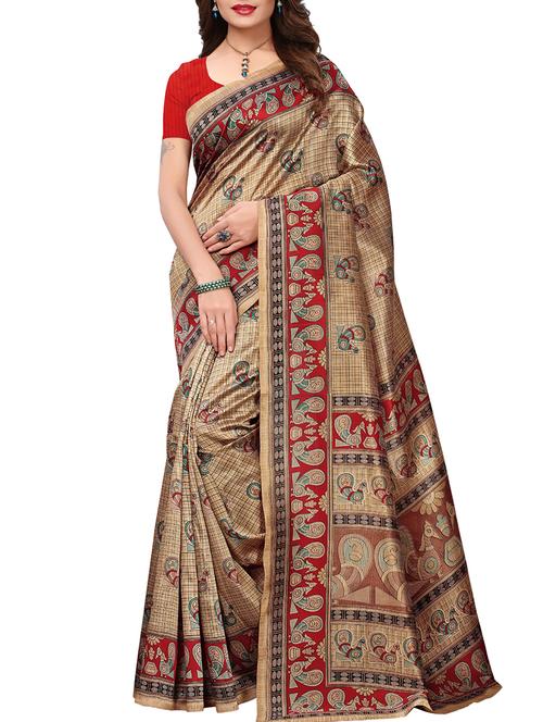 conversational printed saree with blouse - 15429569 - Standard Image - 1