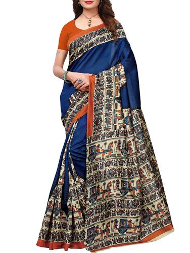 Madhubani Printed Saree with blouse - 15429572 - Very Small Image - 1