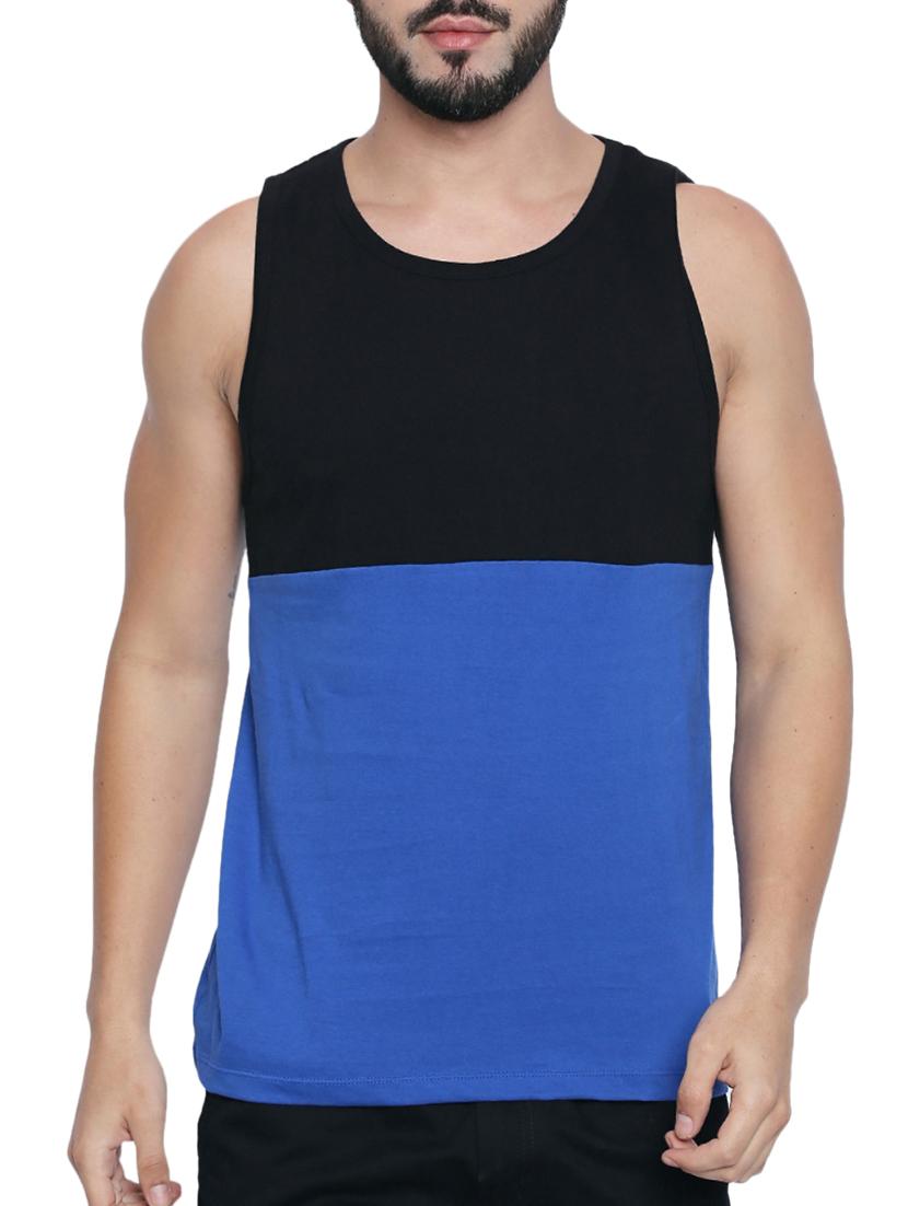 blue cotton color block t-shirt - 15429687 - Zoom Image - 1