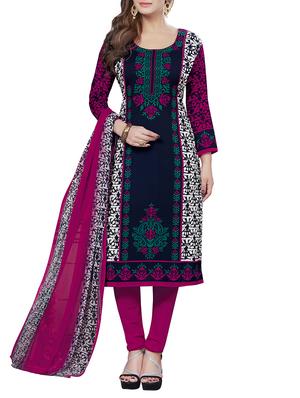 Printed unstitched churidaar suit - 15429688 - Standard Image - 1