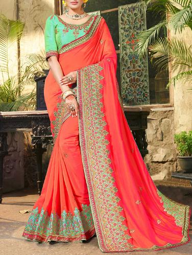Ditsy floral embroidered saree with blouse - 15429893 - Very Small Image - 1