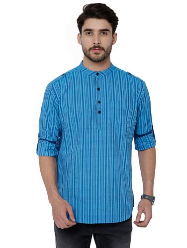 blue cotton short kurta - 15429964 - Very Small Image - 1