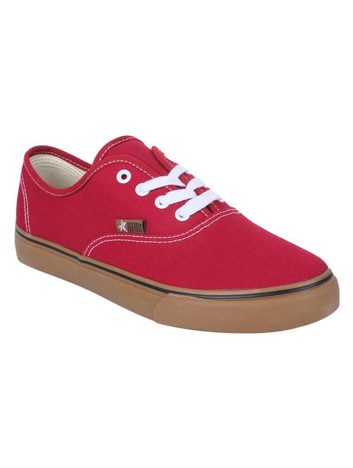 red canvas lace up sneakers - 15430034 - Very Small Image - 1