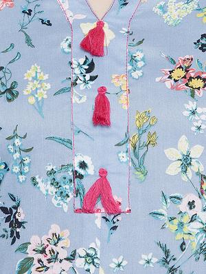 printed kurta with tassels - 15430046 - Standard Image - 4