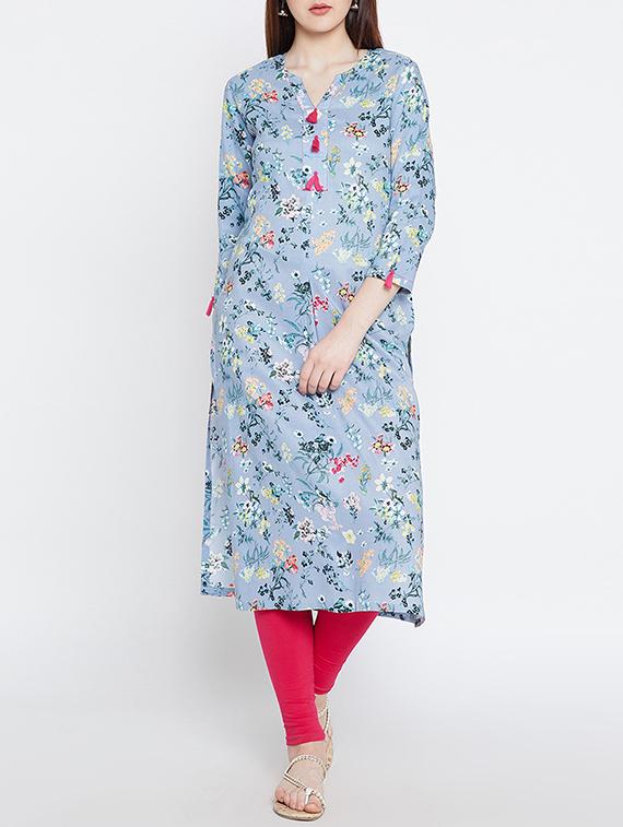 printed kurta with tassels - 15430046 - Zoom Image - 2