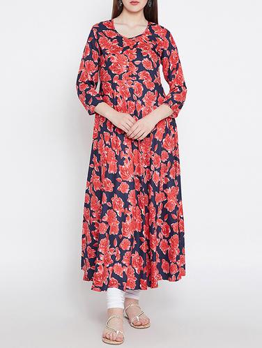flared floral kurta - 15430054 - Very Small Image - 1