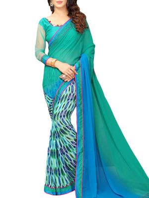 Geometrical half and half saree with blouse - 15430067 - Standard Image - 1