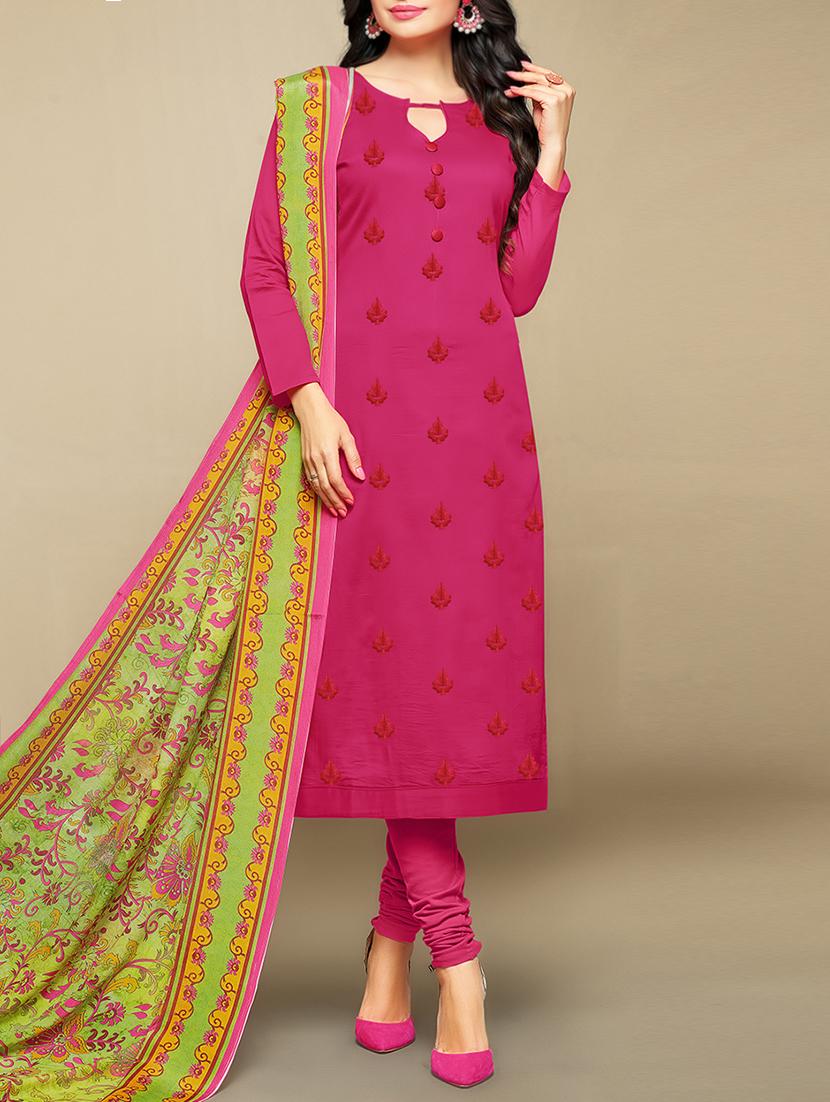 Embroidered unstitched churidaar suit - 15430112 - Zoom Image - 1