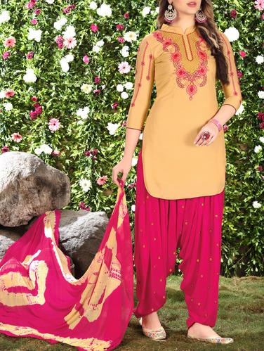 Embroidered unstitched patiyala suit - 15430126 - Very Small Image - 1