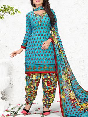 Printed unstitched salwar suit - 15430143 - Standard Image - 1