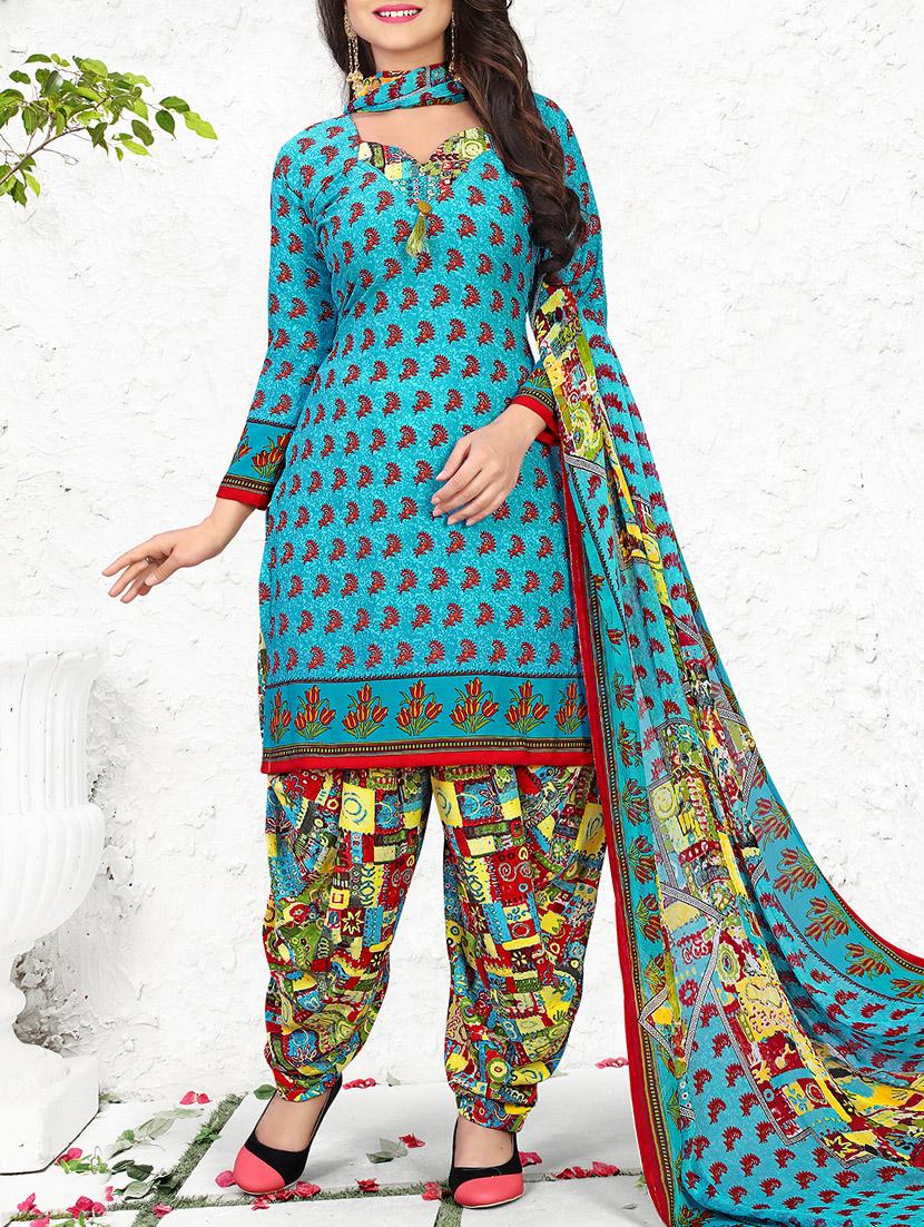 Printed unstitched salwar suit - 15430143 - Zoom Image - 1