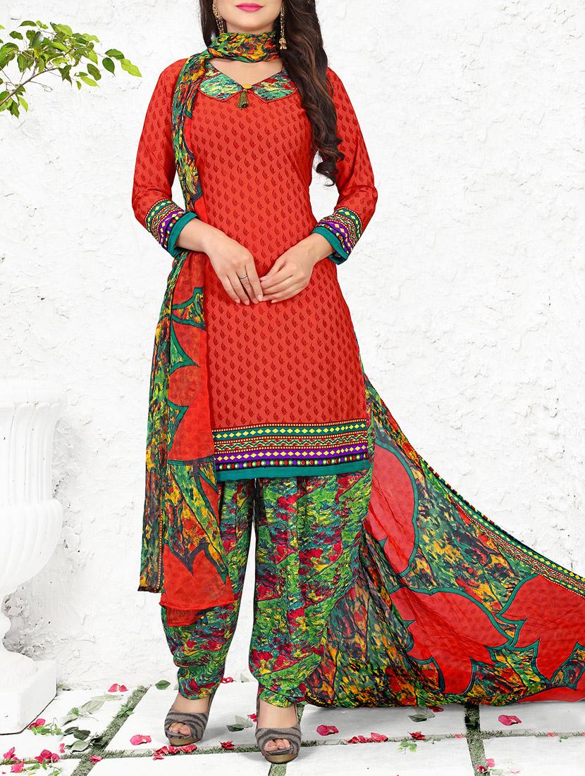 Printed unstitched patiyala suit - 15430148 - Zoom Image - 1