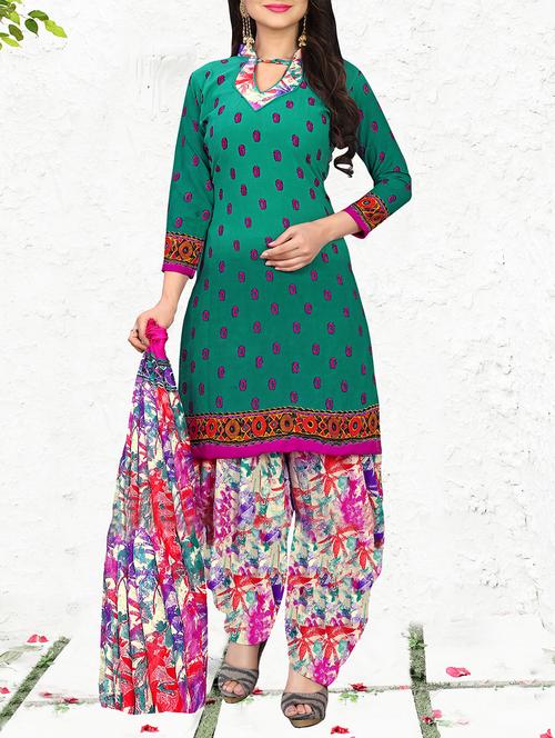 printed unstitched patiyala suit - 15430149 - Standard Image - 1