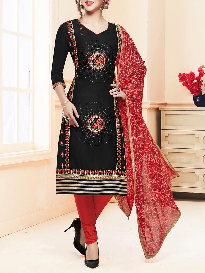 embroidered unstitched churidaar suit - 15430157 - Zoom Image - 1