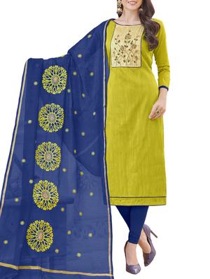 Embellished yoke unstitched churidaar suit - 15430159 - Standard Image - 1