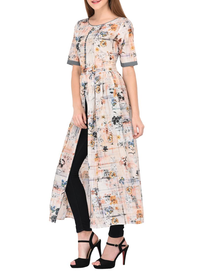 high slit printed kurta - 15430615 - Zoom Image - 2