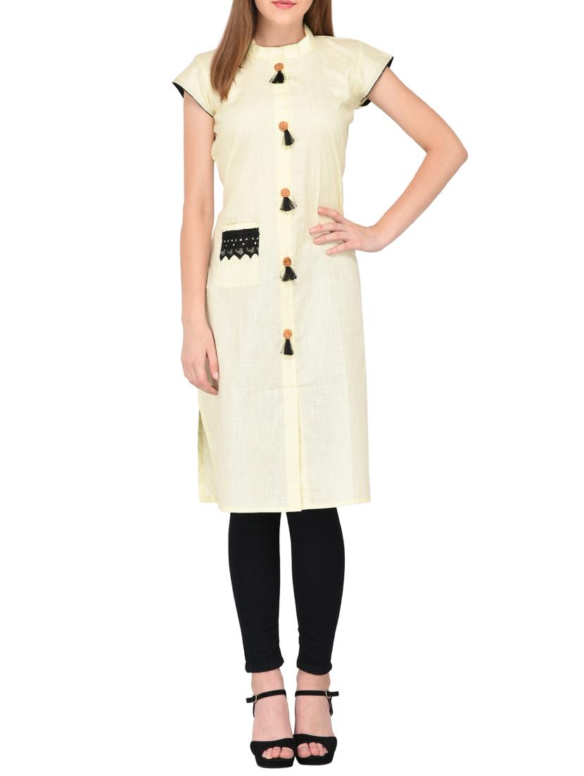 straight kurta with tassels - 15430617 - Zoom Image - 1