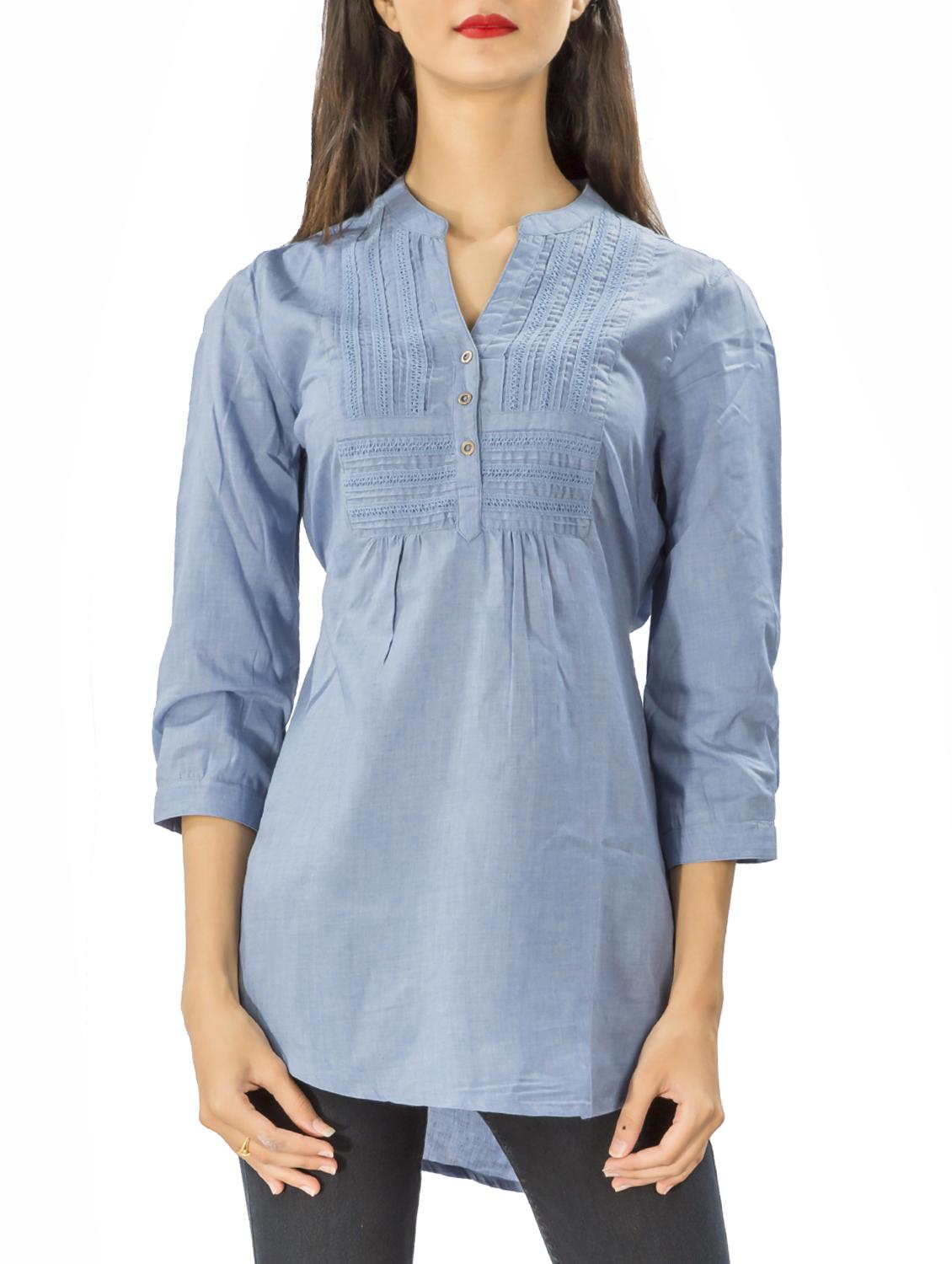 lace detail belted tunic - 15431000 - Zoom Image - 1