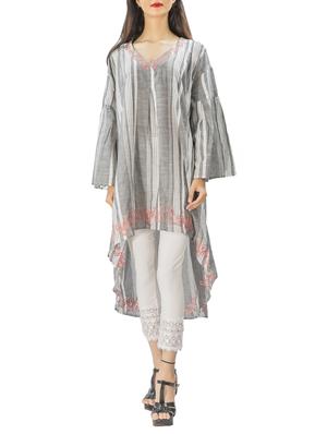 Asymmetric embroidered kurta - 15431005 - Standard Image - 1
